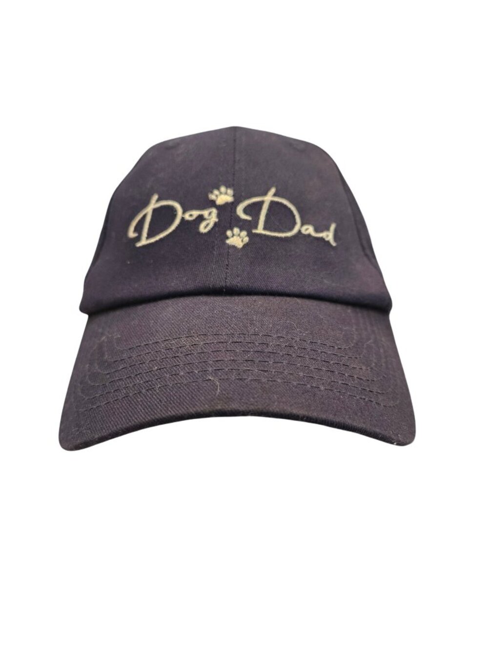 Dog Dad Embroidered Black Cotton Strapback Baseball Cap